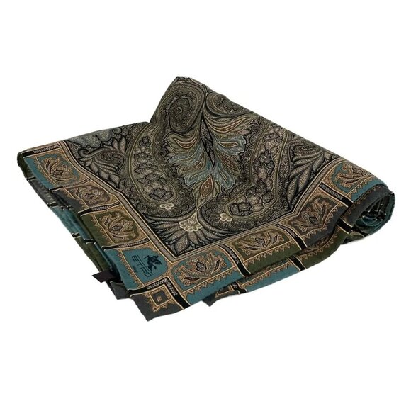 Auth ETRO - Dark Gray Pink Multi Wool Silk Scarf - Picture 1 of 6